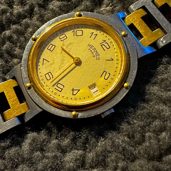 Unisex HERMES Clipper Quartz Watch. 34mm Case. Ivory Dial. Date. - Picture 12 of 13